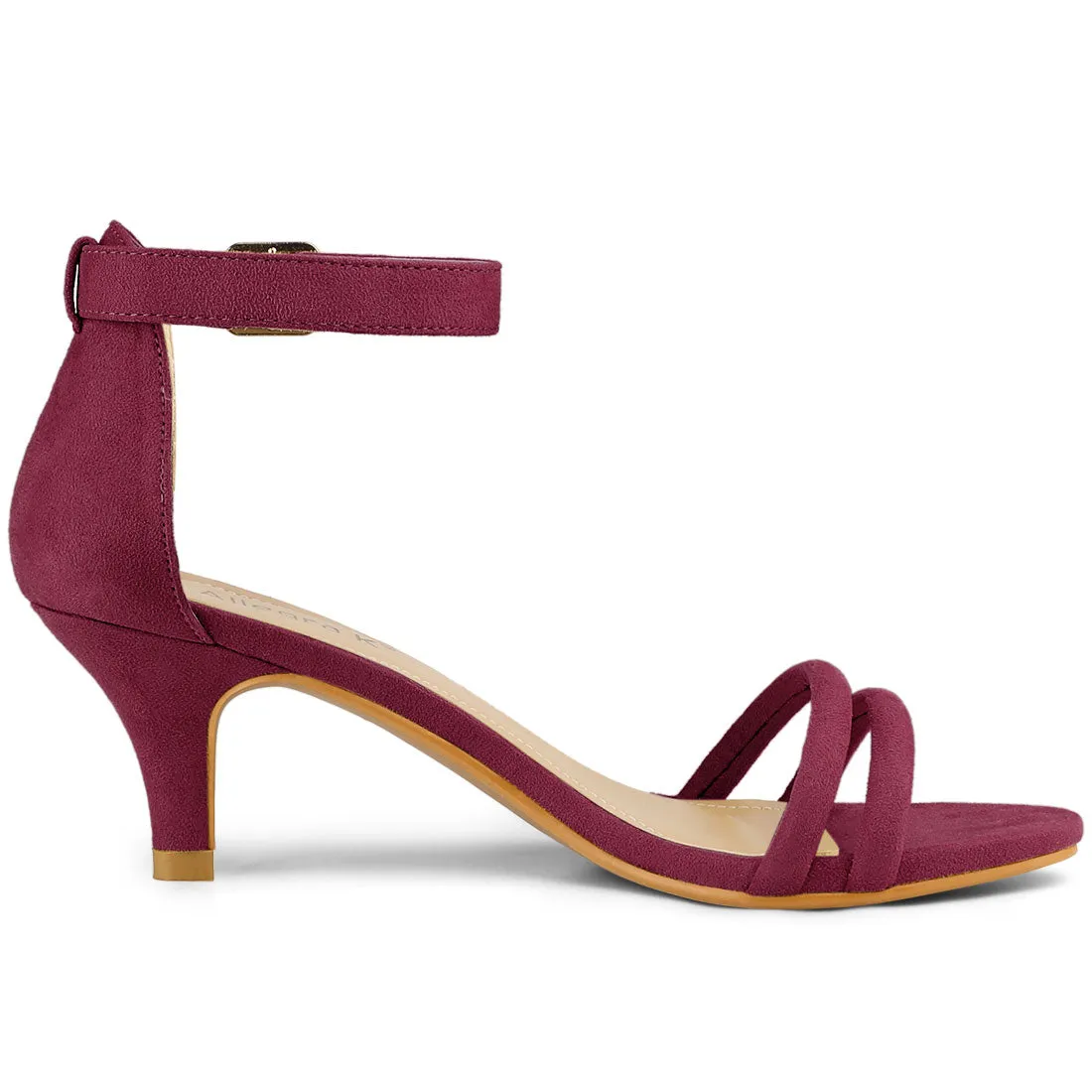 Kitten Heel Ankle Strap Sandals Shoes