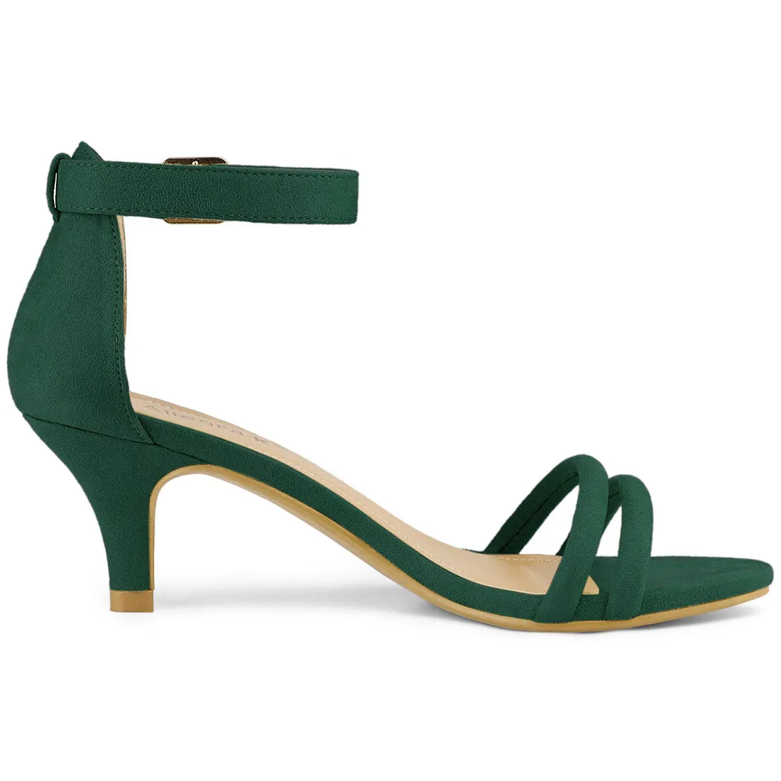Kitten Heel Ankle Strap Sandals Shoes