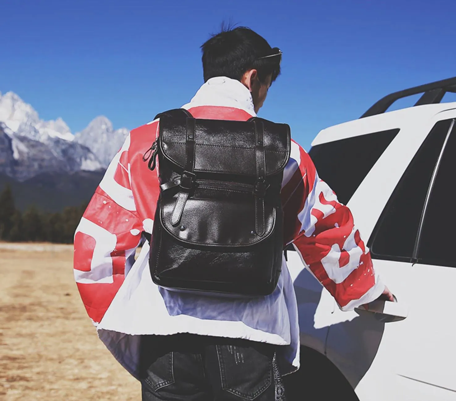 Men Backpack Leather Bagpack Large laptop Backpacks Male Mochilas Retro Schoolbag