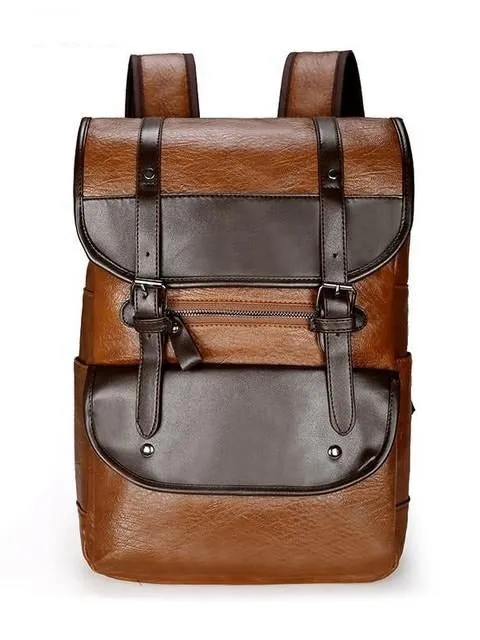 Men Backpack Leather Bagpack Large laptop Backpacks Male Mochilas Retro Schoolbag