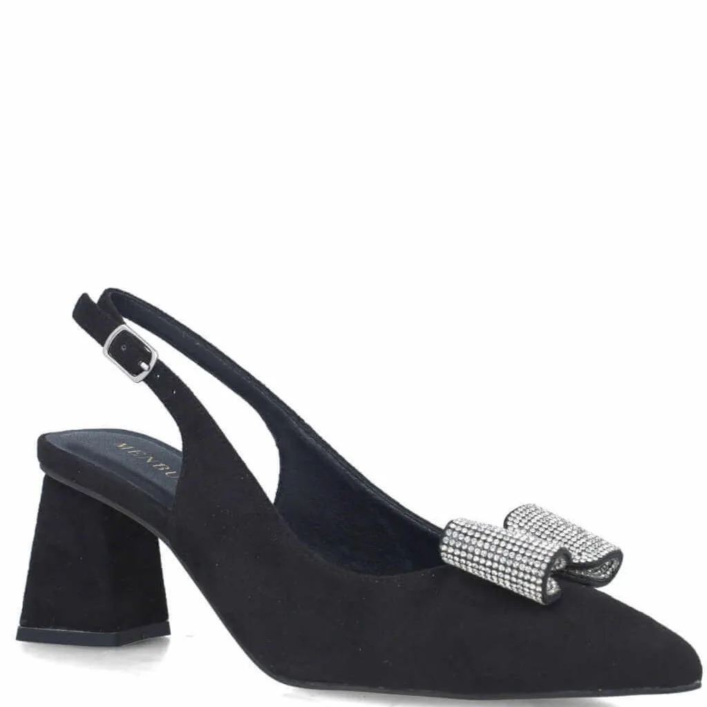 Menbur Black Sling Back Block Heels