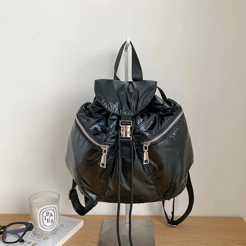Sohiwoo Korean Fashion Backpacks for Girl Large Capacity Pu Leather Flap School Bag Luxury Travel Shoulder Bag Women Backpacks