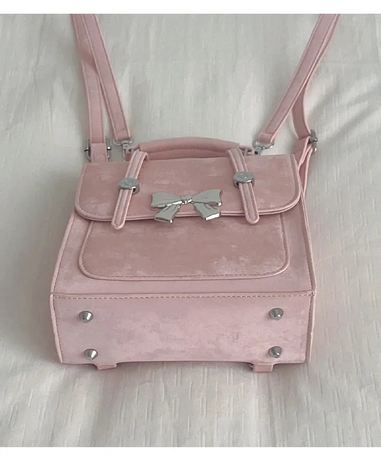 Sohiwoo Sweet Butterfly Backpack for Women's 2024 New Spring Pink Backpacks Korean Fashion Causal Travel Bag