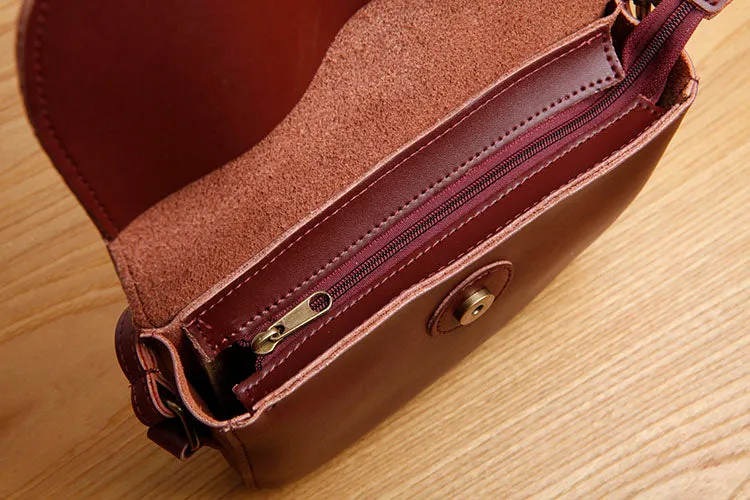 Stylish Womens Leather Saddle Bag Crossbody Bags Purse for Women