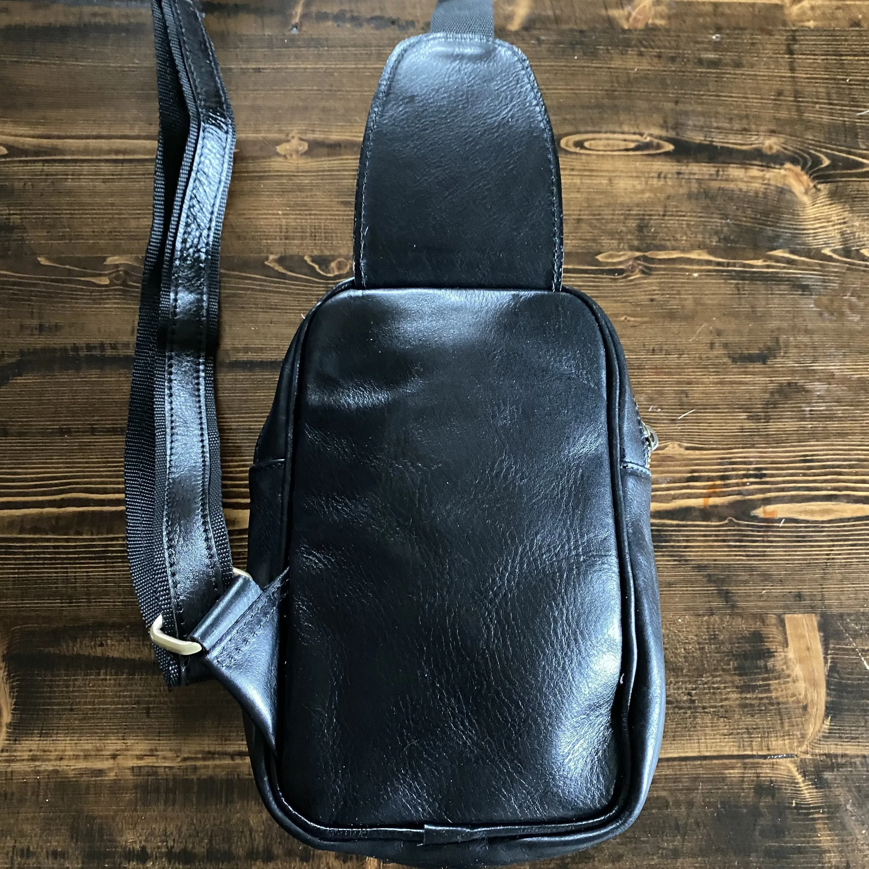 The Stork - Italian Leather Sling Bag with LV Monogram Embellishment