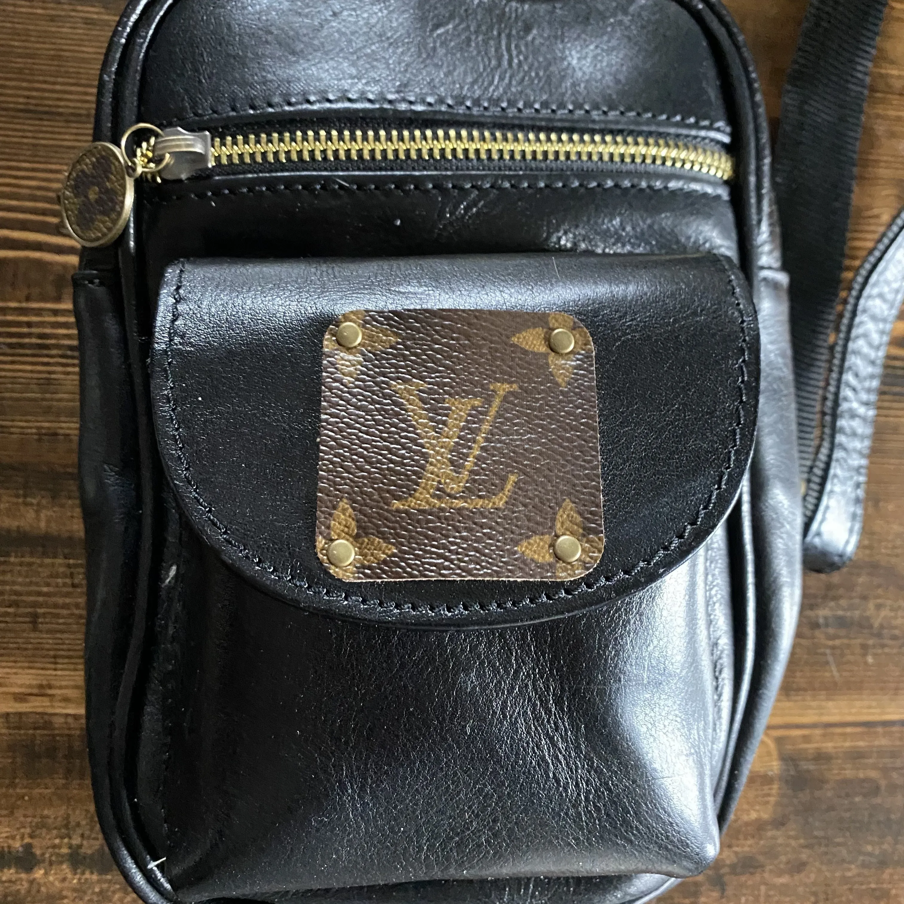 The Stork - Italian Leather Sling Bag with LV Monogram Embellishment