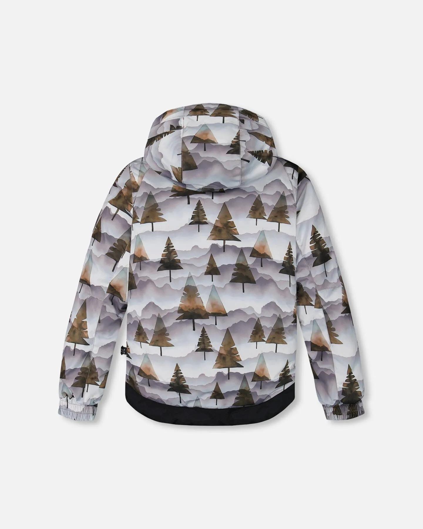 Two Piece Snowsuit Grey Landscape Printed Brown Trees And Brown