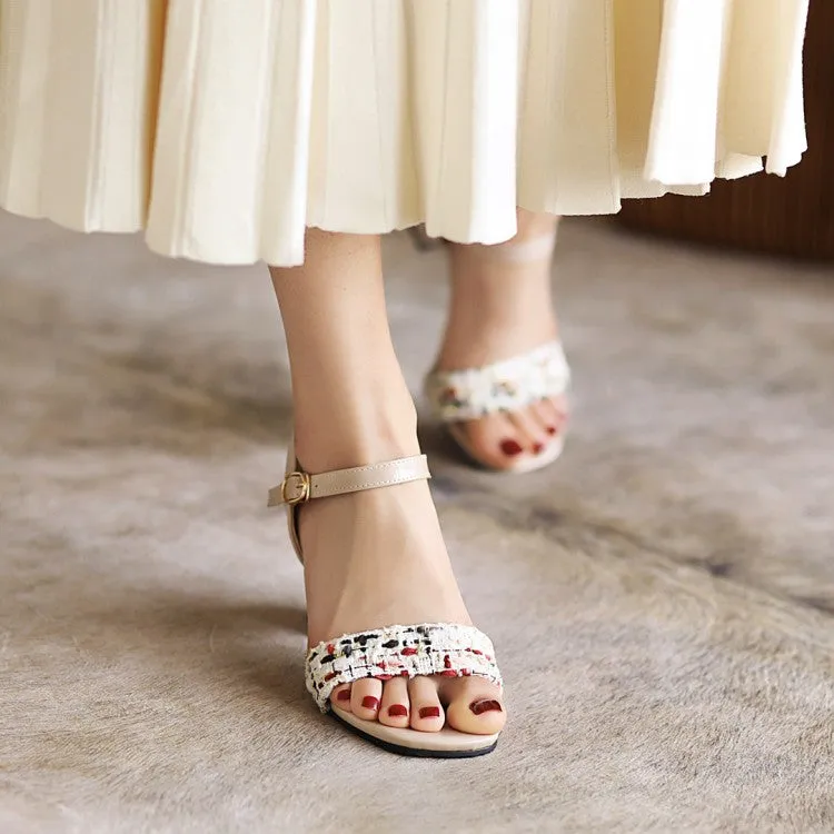 Women's Ankle Strap Buckle Block Heel Sandals