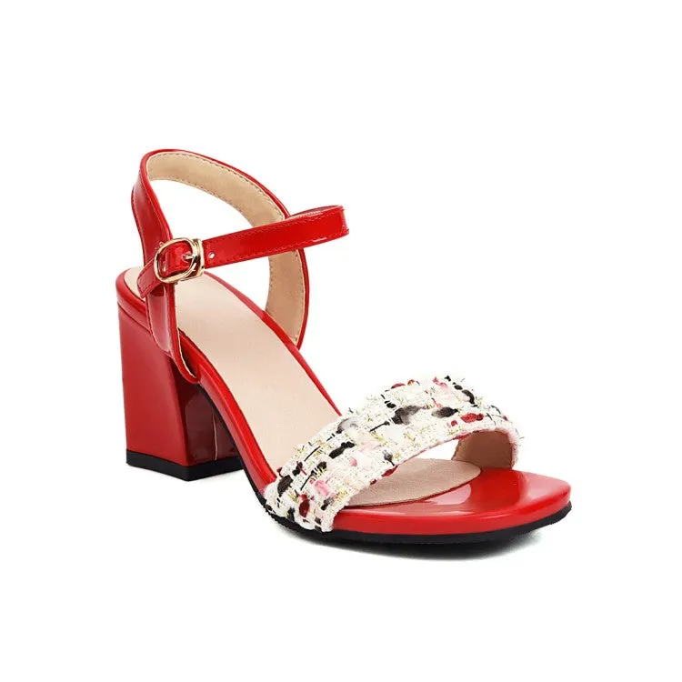Women's Ankle Strap Buckle Block Heel Sandals
