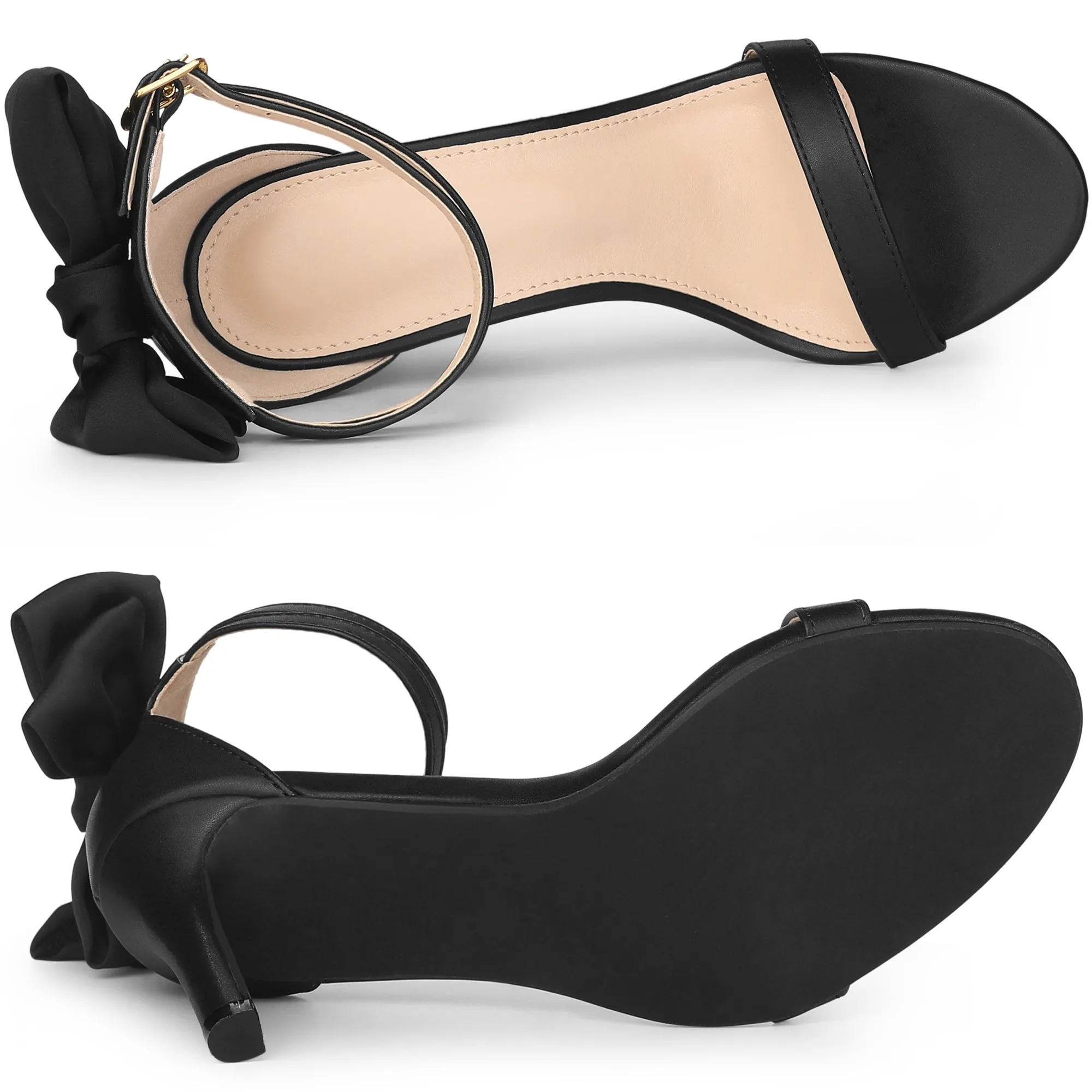 Women's Bow Back Ankle Straps Stiletto High Heel Sandals
