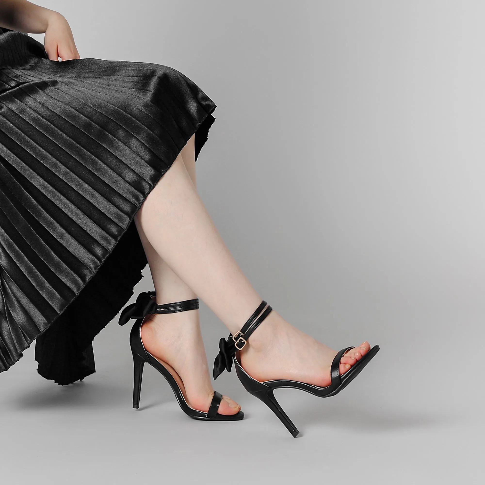 Women's Bow Back Ankle Straps Stiletto High Heel Sandals