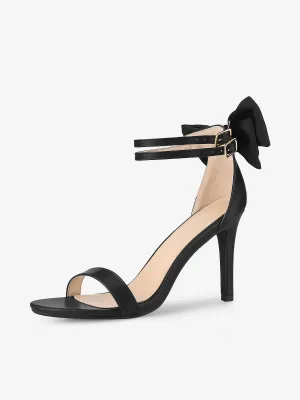Women's Bow Back Ankle Straps Stiletto High Heel Sandals