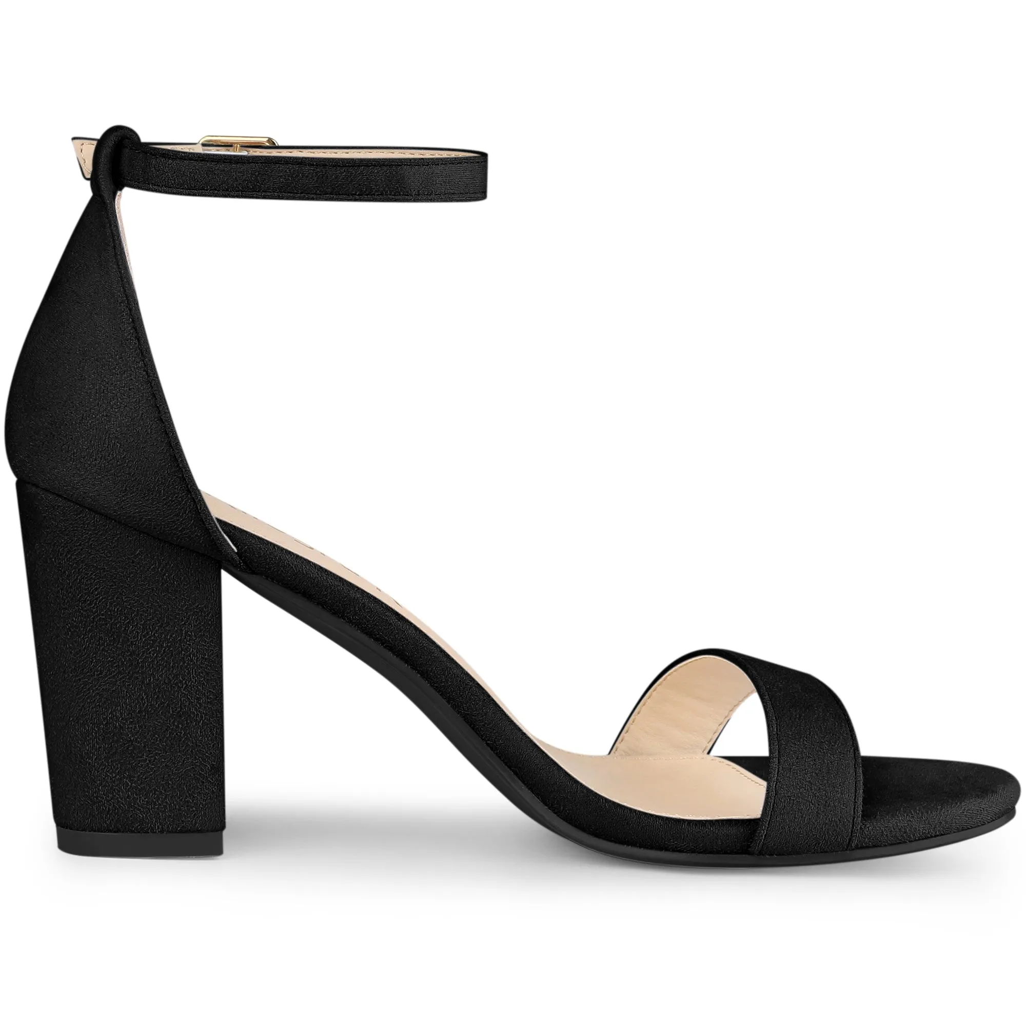 Women's Buckle Ankle Strap High Chunky Heels Sandals