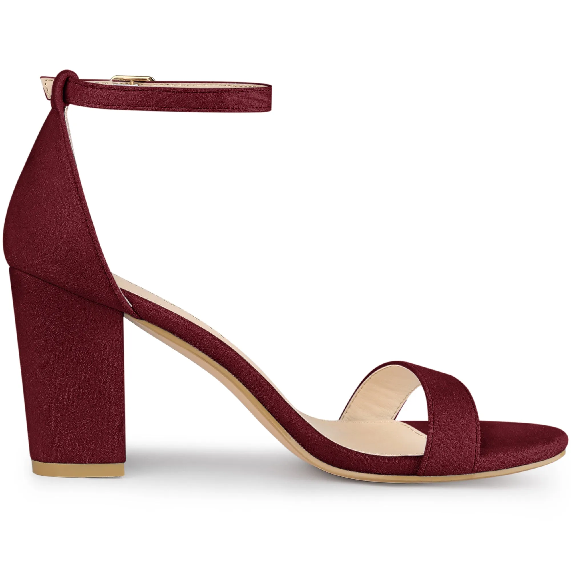 Women's Buckle Ankle Strap High Chunky Heels Sandals