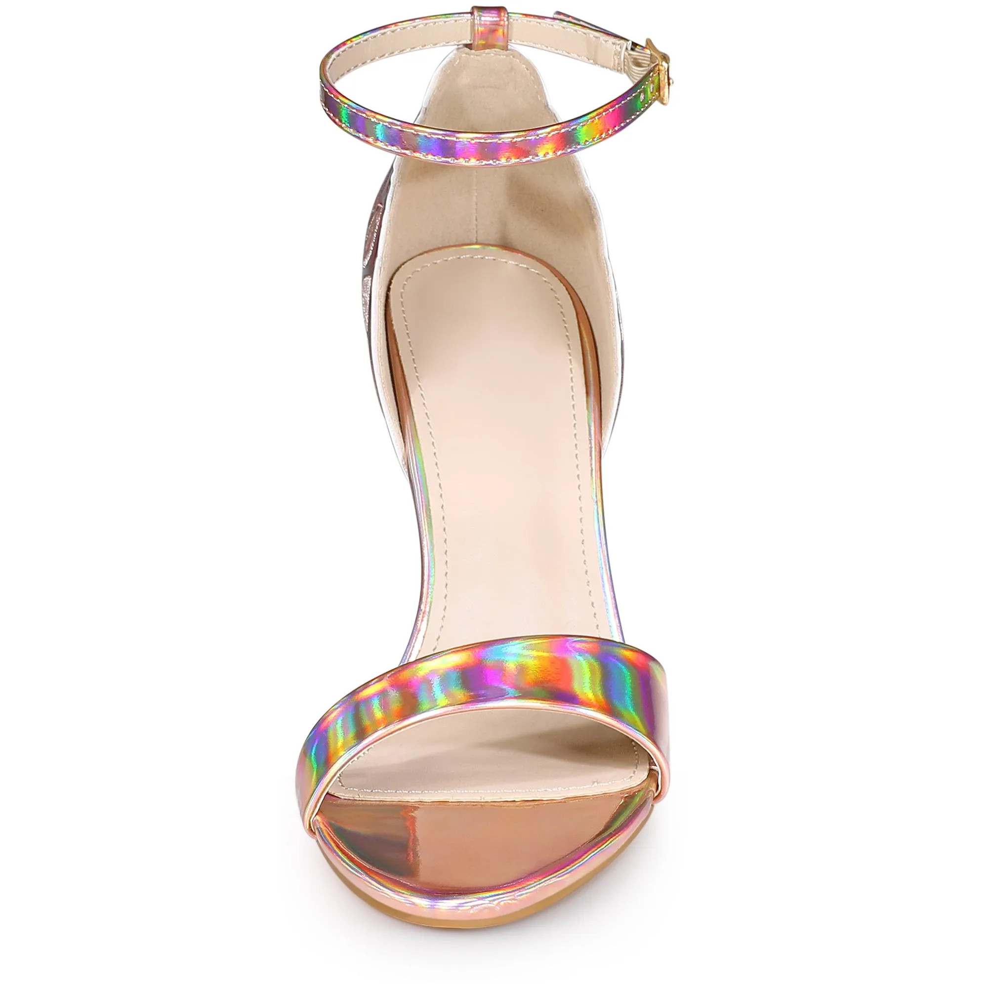 Women's Embroidered Leather Ankle Strap Stiletto Heel Sandals