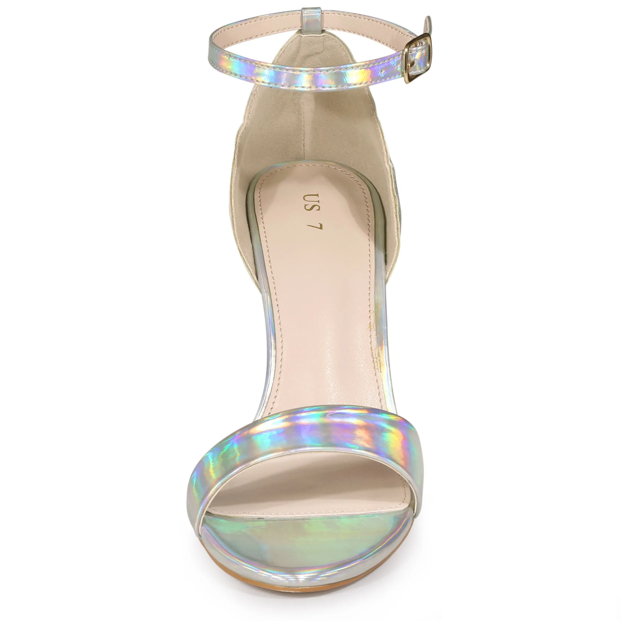 Women's Embroidered Leather Ankle Strap Stiletto Heel Sandals